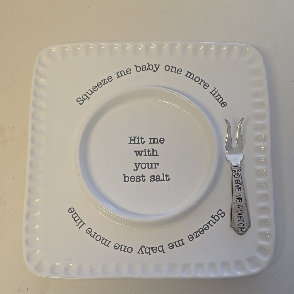Margarita Making Ceramic Plate with Fork Fun Dining Set